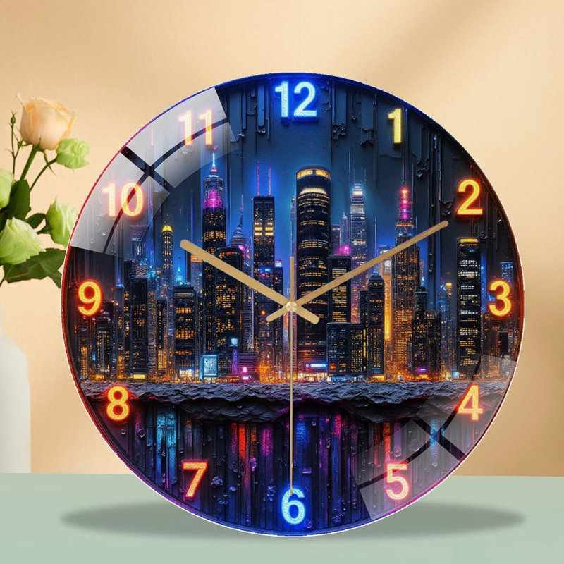 Horloge murale 12 po Modern City Skyline