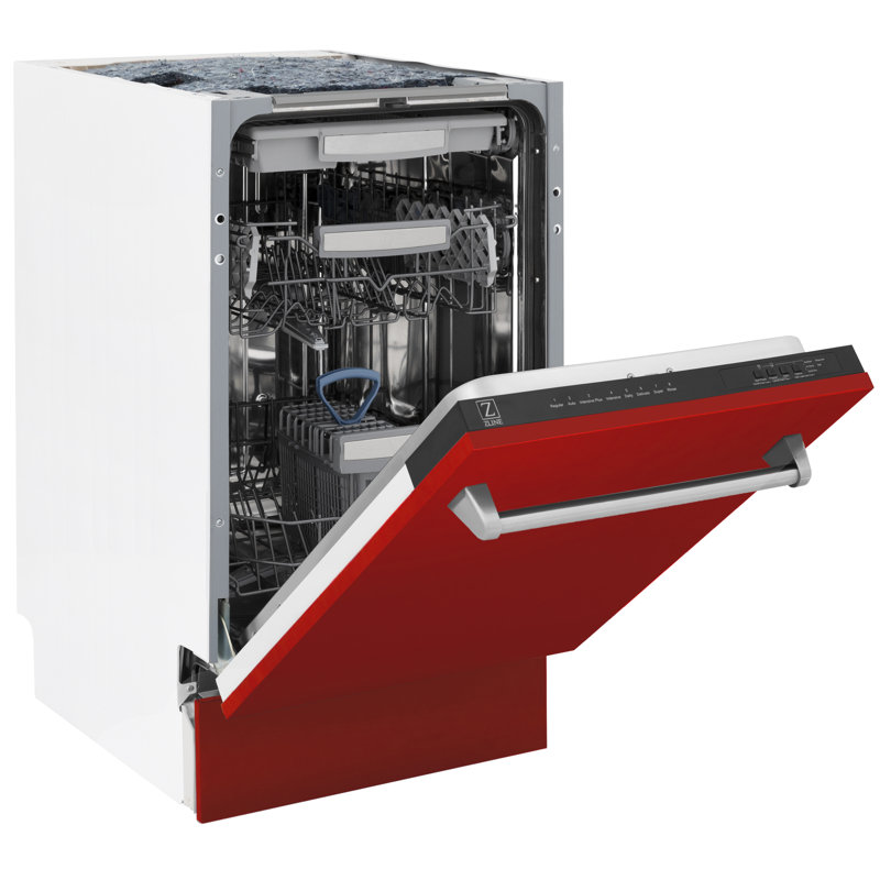ZLINE 18" Tallac Series 3rd Rack Top Control Dishwasher with Stainless Steel Tub, 51dBa, Red Matte