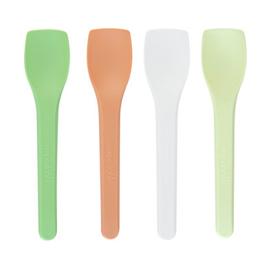 Restaurantware Assorted CPLA Ice Cream Spoons 100 Pack Of 4-Inch Heat-Resistant Mini Plastic Spoons, Ice Cream Spoons Disposable Small Serving Spoons For Desserts, Ice Cream