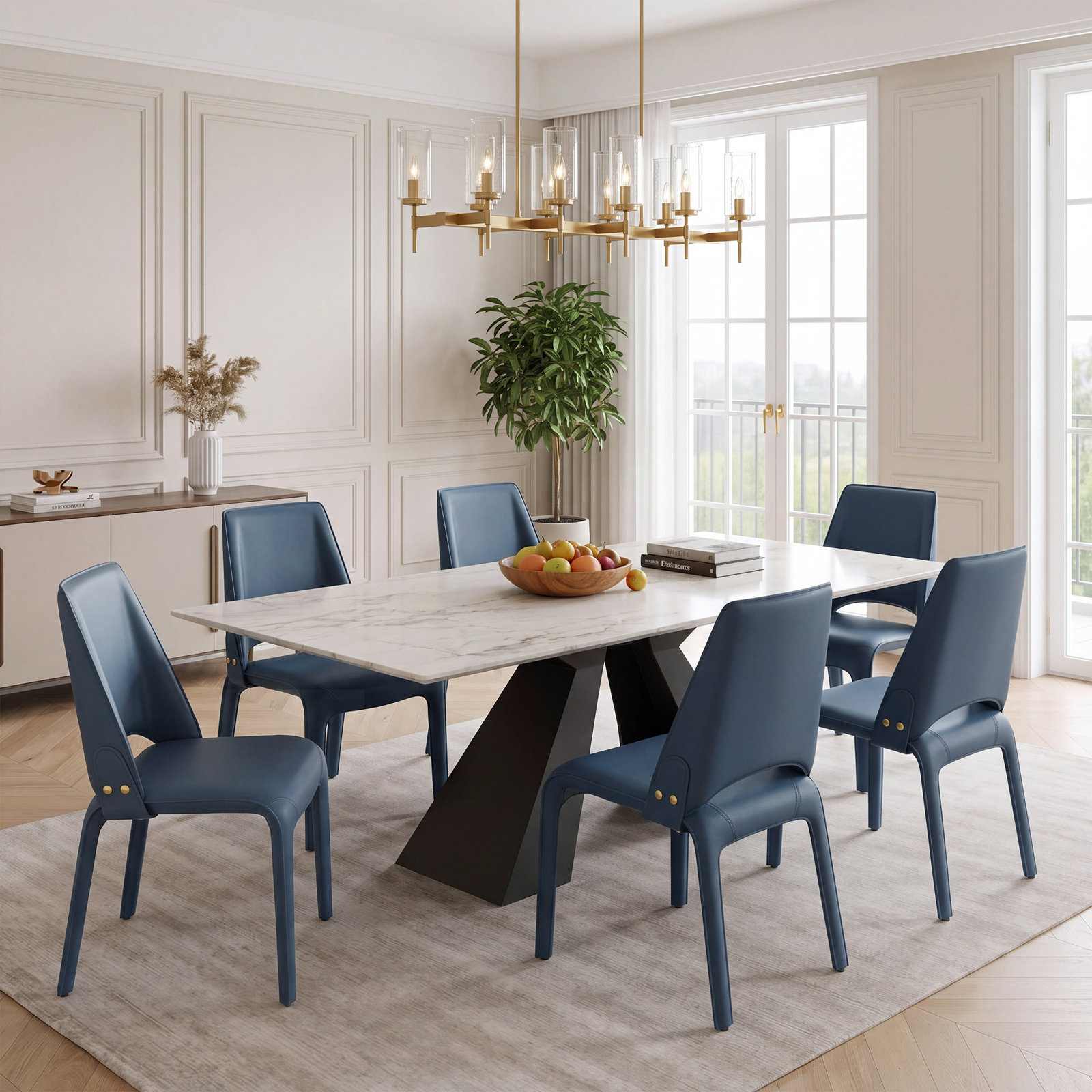 Vannes Dining Chair, 6, Blue, No Assembly Needed