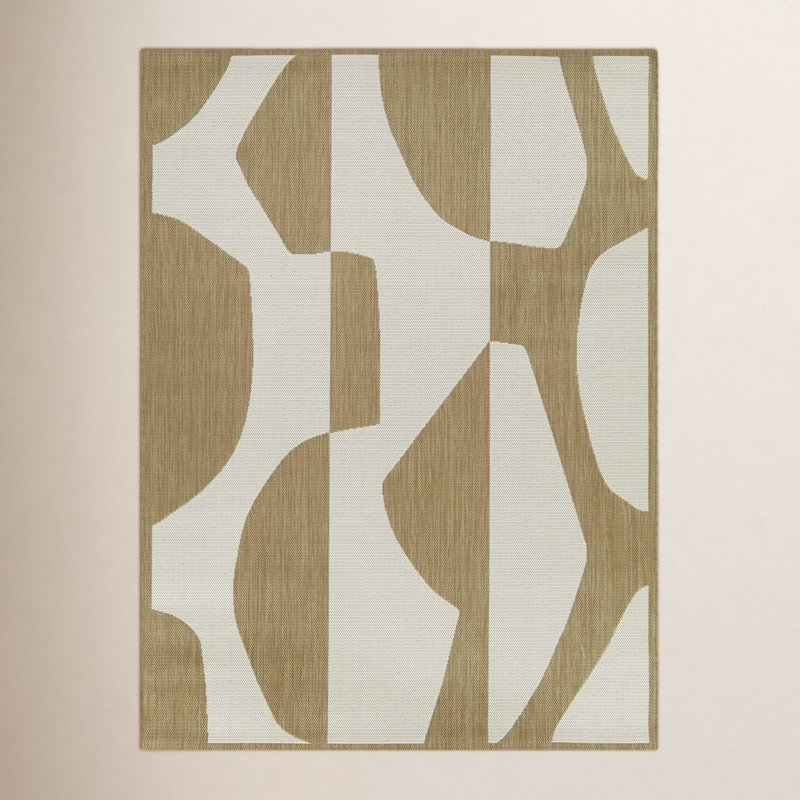 Tapis intérieur / extérieur en polypropylène tissé à la machine Emmie, Rectangle 7 pi 10 po x 10 pi