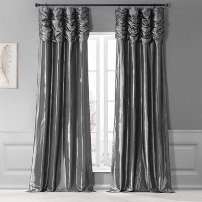 Rideau obscurcissant en imitation de taffetas de soie uni ruché Ryker pour la chambre à coucher et le salon, panneau simple pour fenêtre