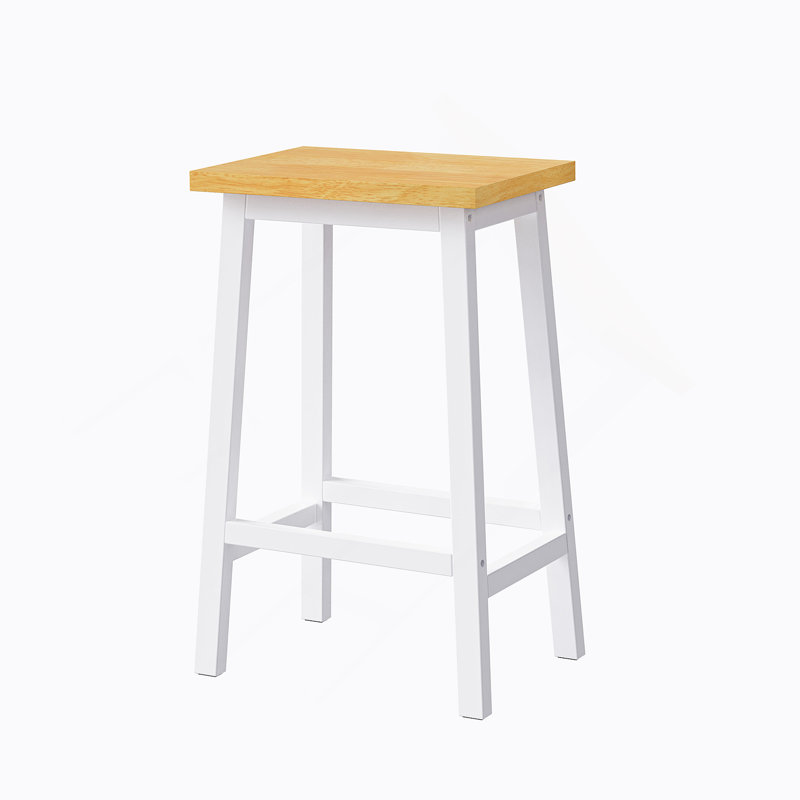 Solid Wood Bar Stools (Not Cheap Iron), 25.6" Tall Set of 2 Bar Chairs, Kitchen Counter Stools with Footrests, Farmhouse Stools for Dining Room, Kitchen, Counter