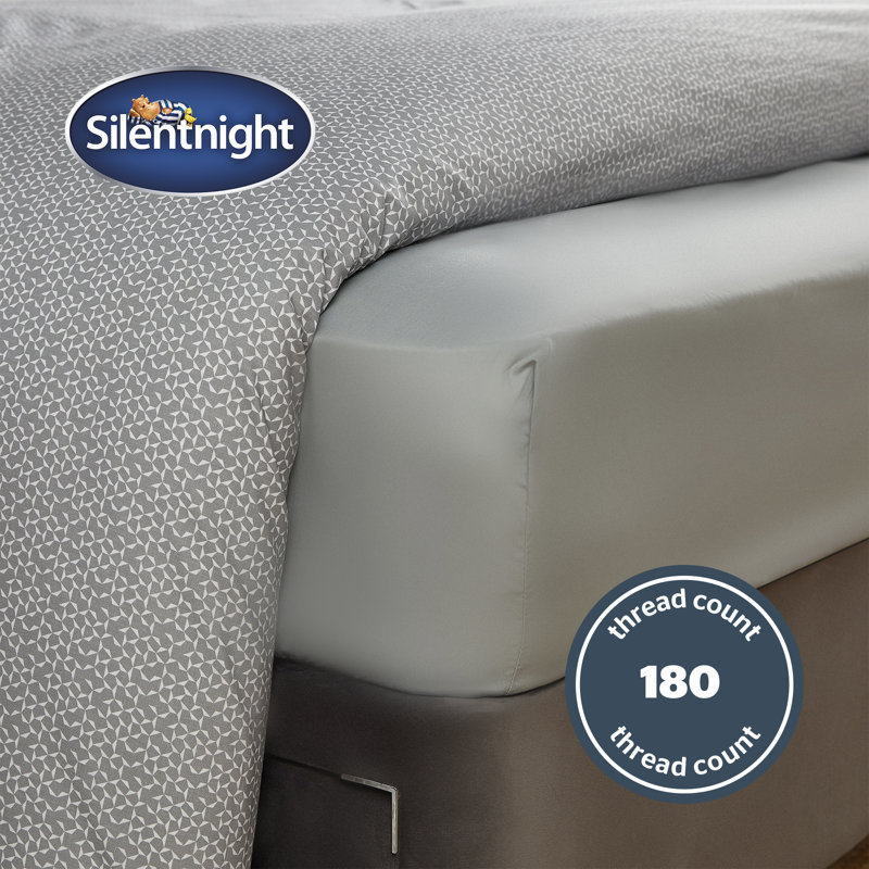 Silentnight Cotton Rich Soft Fitted Sheet, Grey, Small Double (4')