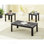 Ensemble de 3 pièces Table basse rectangulaire de style traditionnel Table de bout carrée Pieds en bois Finition noire Plateau en faux marbre Finition grise