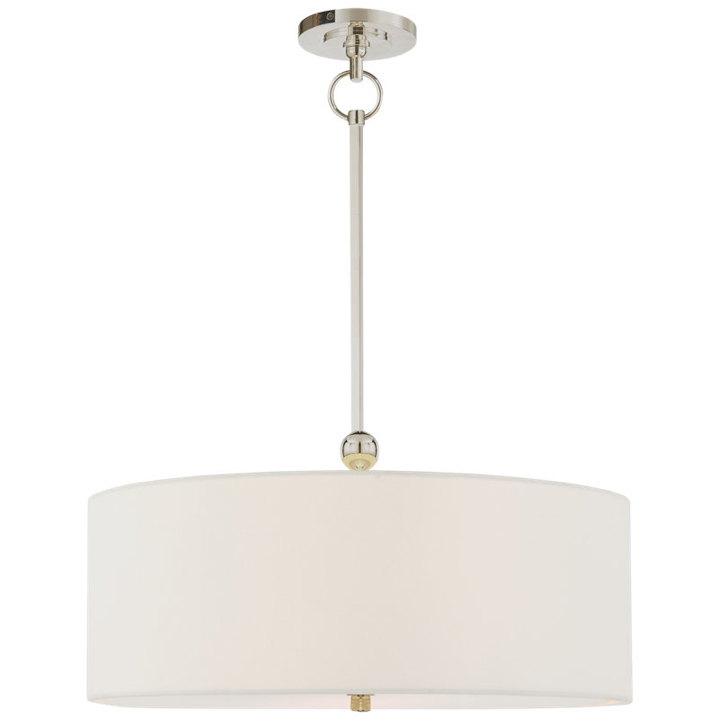 Thomas O'Brien Reed Hanging Shade, Polished Nickel, White, Fabric