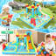 Jeu gonflable de natation gonflable de 13 pi x 12,5 pi avec soufflerie, glissades d'eau d'extérieur, très grand château de saut à l'eau avec piscine profonde pour enfants, panier de basketball robuste pour enfants, grande fête dans la cour