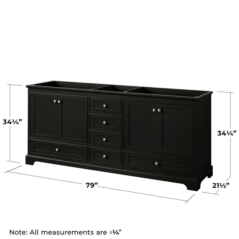 Deborah 79'' Double Bathroom Vanity Base Only, Dark Espresso/Polished Chrome