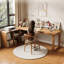 Bureau en bois massif en L Burlywood-1864681901-1864681902