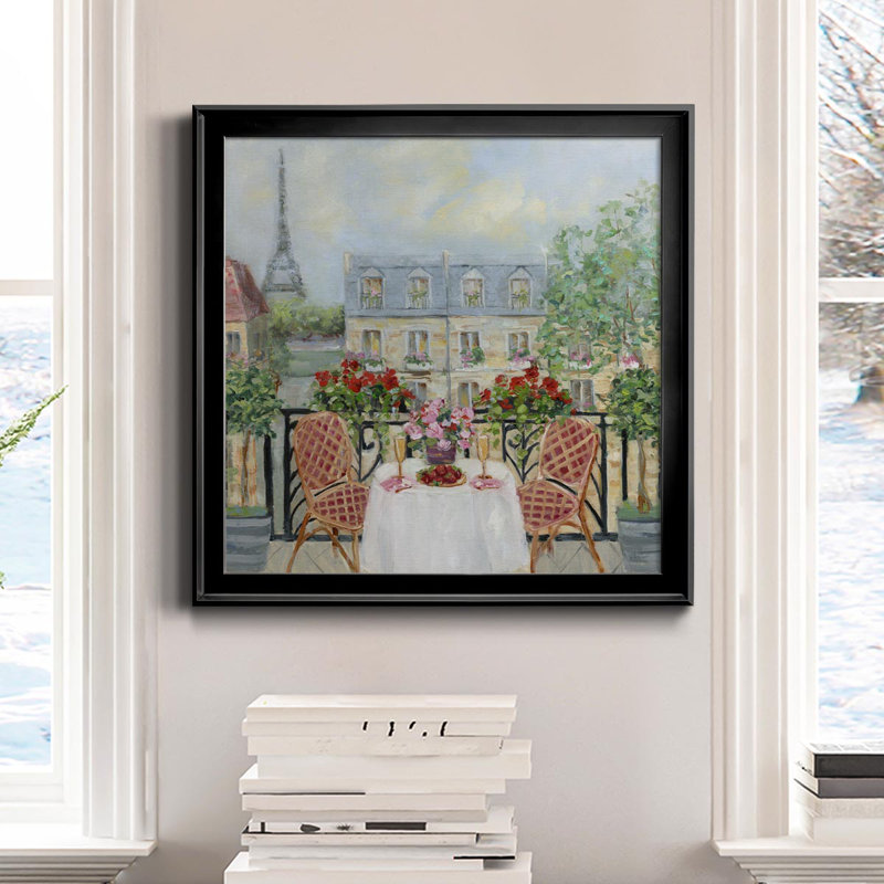 Toast to Paris - Cadre photo, reproduction d'art sur toile, H 17,5 po x l 17,5 po x P 1,5 po, Noir