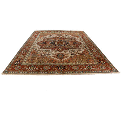 Tapis turc ivoire et rouille Oushak