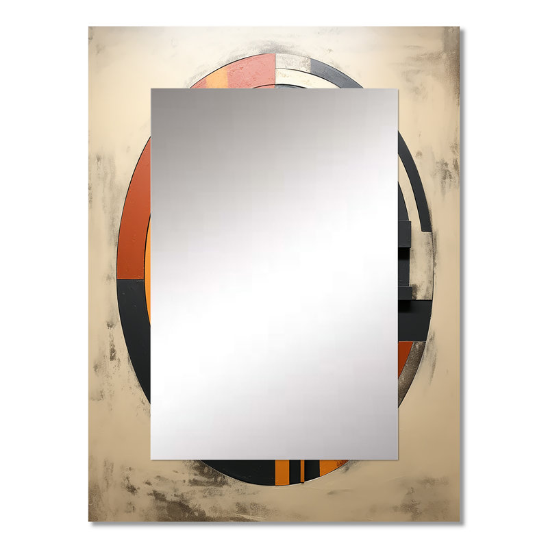 Abstrait géométrique Mid-Century rétro orange - Mid-Century, 32 po x 24 po