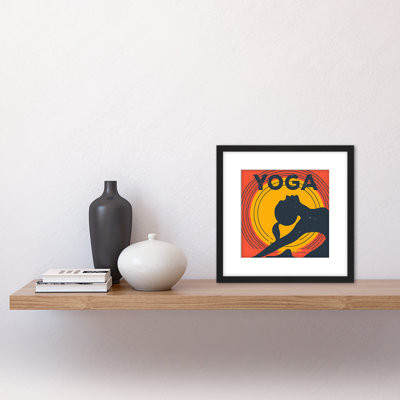 Yoga Pose Yellow Orange Retro Gym Studio - Single Picture Frame Print