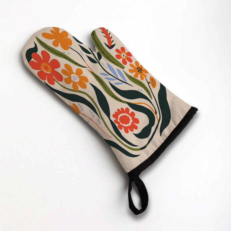 Flora Art Oven Mitt Cotton Twill