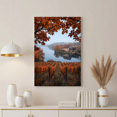 «Autumn Vineyard and Stone House» par River, art mural sur toile
