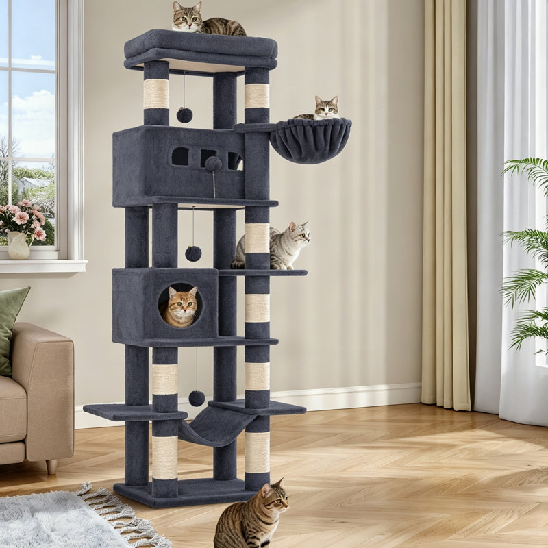 Arbre à chat Batholo, H 66,9 po x l 31,5 po x P 21,6 po, Gris foncé