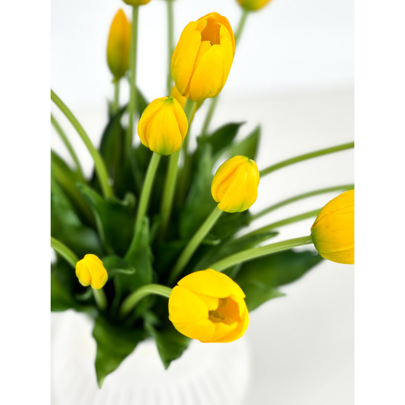 5 vraies tulipes artificielles, Jaune