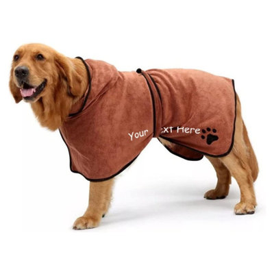 Personalized Dog Bathrobe Towel with Name and Paw-Dog Bath Robe for Custom Pet Bathrobe for Dogs