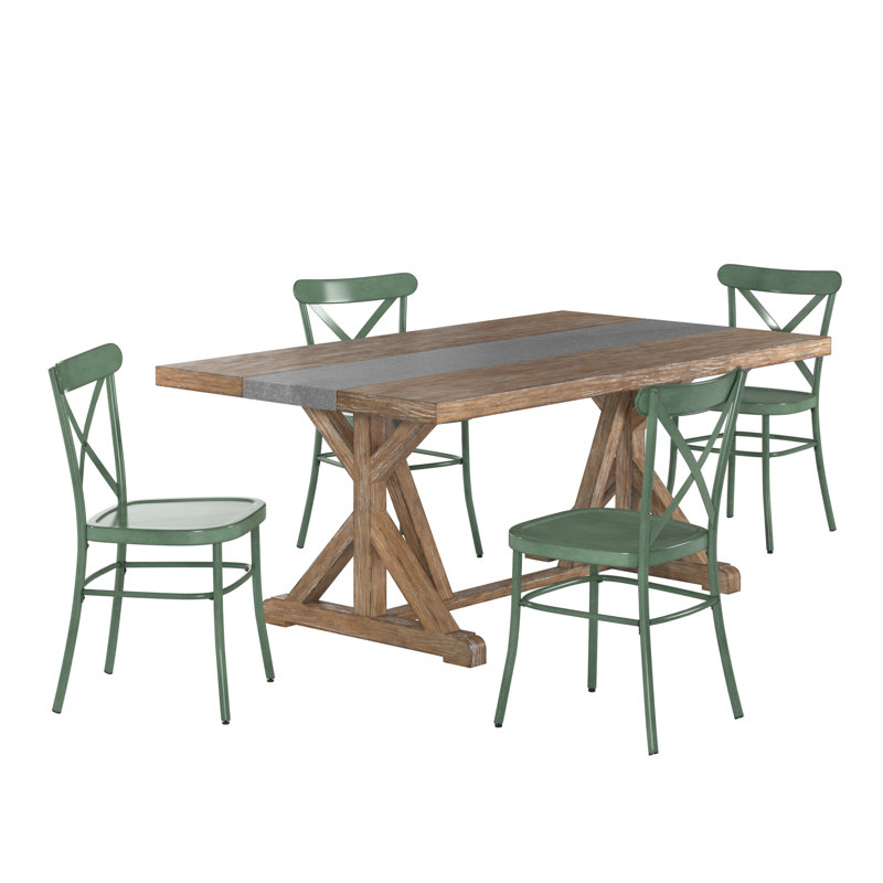 Ensemble de table de salle à manger Cann Rustic, Vert