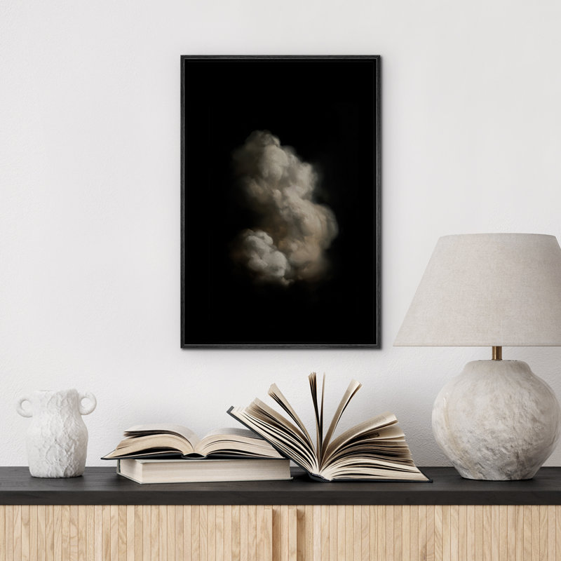 Illustration de nuages noirs de Moody foncé, œuvre de campagne française rustique minimaliste, Noir, H 24 po x l 16 po