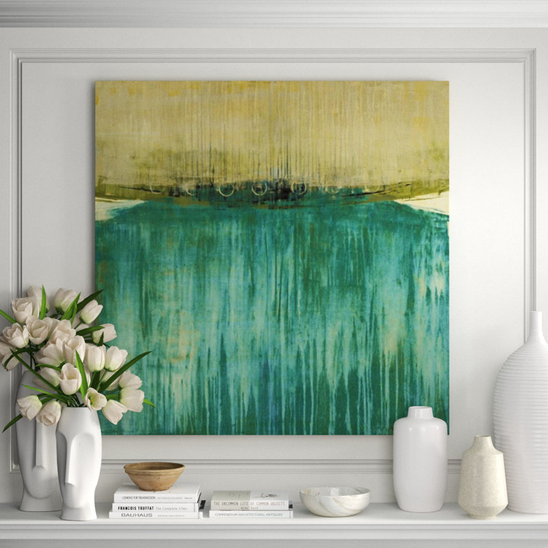 Aqua Blue Seas Print, 47" H x 47" W, Glass Coat