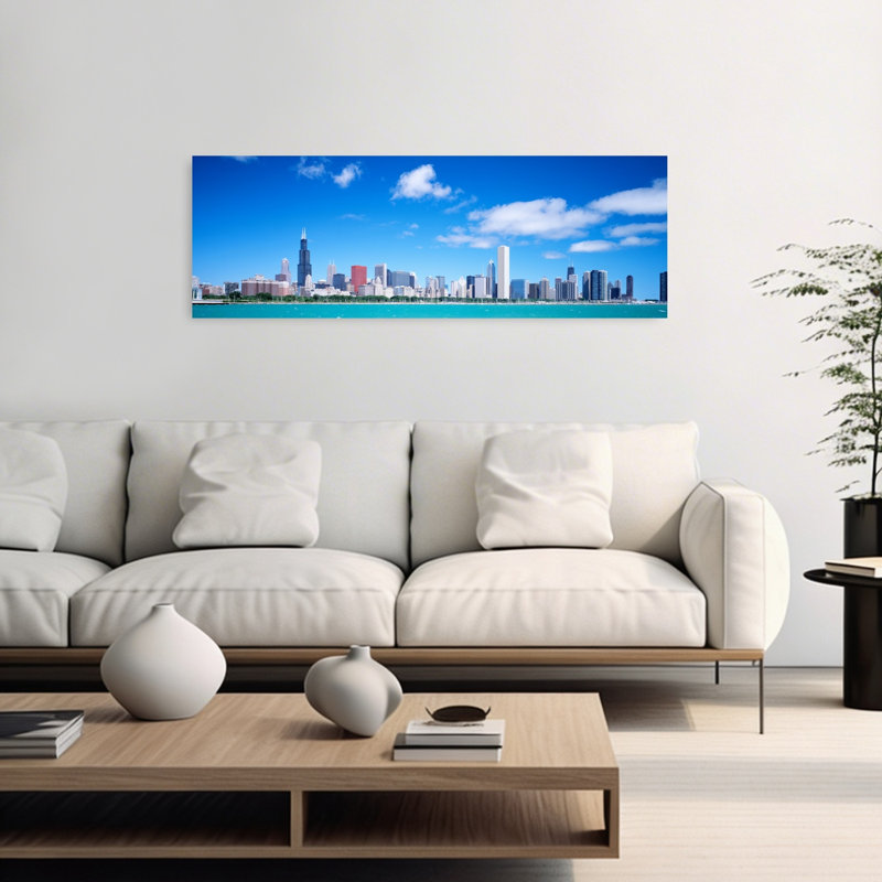 Skyline, Chicago, Illinois, États-Unis, art contemporain abstrait, art mural, H 16 po x l 48 po