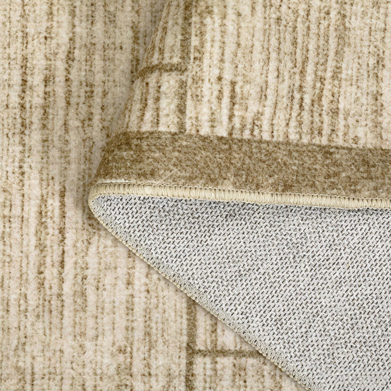 Tapis géométrique lavable pour le salon et la chambre à coucher, Beige, Rectangle 10' x 13'