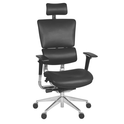Fauteuil de direction ergonomique en cuir avec appui-tête / soutien lombaire réglable Omega