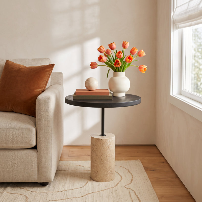 Byrd Solid Wood Pedestal End Table