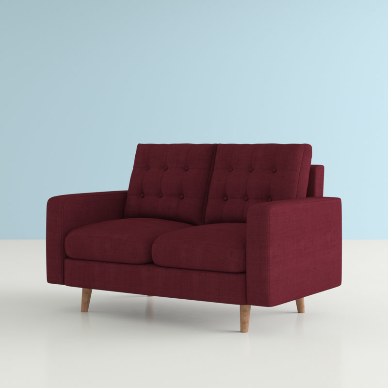 Benaniah Upholstered 50.4'' Loveseat, Burgundy Polyester
