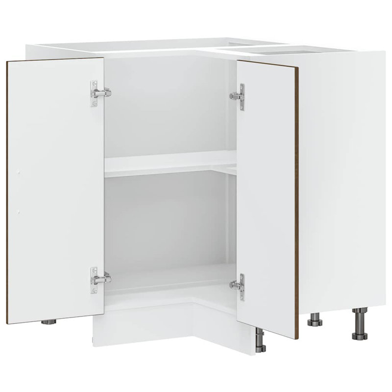 Kitchen Corner Base Cabinet Lucca High Gloss Engineered Wood, Brown Oak