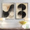 Art mural abstrait noir, ensemble de 2, courbes minimalistes sur toile, courbes minimalistes noires