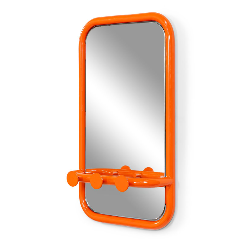 Retro Steel Rectangle Mirror, Orange