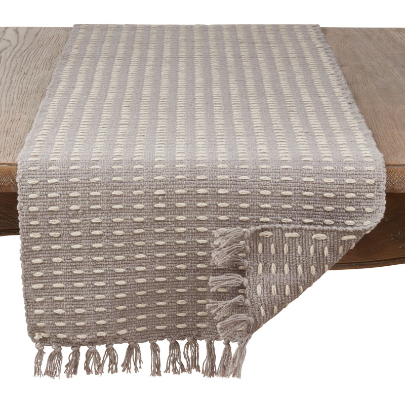 Dashed Woven Table Runner, 54" L x 16" W, Grey