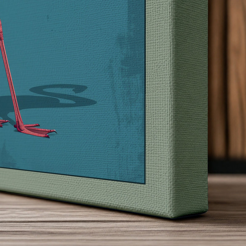 Graceful Flamingo Minimalist - Wrapped Canvas, 30x20 - 76.2 x 50.8 cm, Sage Border