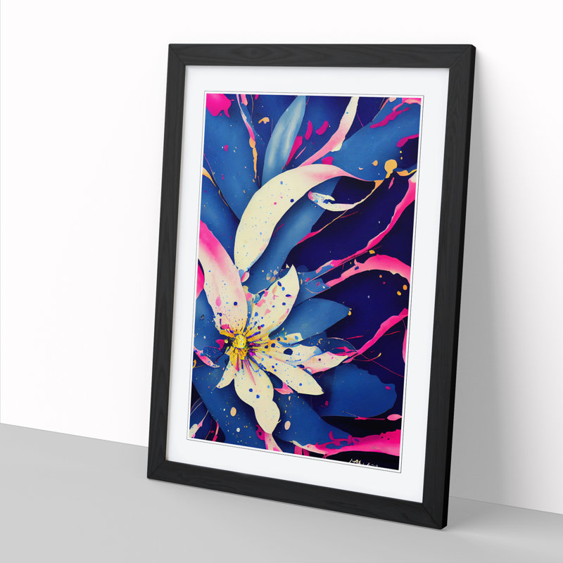 Bluebell Flower Splatter Vol.2 1 Piece Single Picture Frame Wall Art, 46cm H x 34cm W x 2cm D, Oak Framed