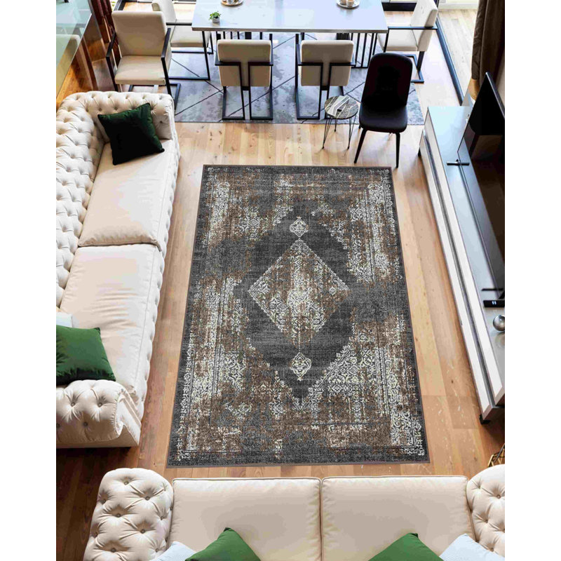 Goudy Rug Design 9902, gris, Rectangle 5 pi 3 po x 7 pi 7 po