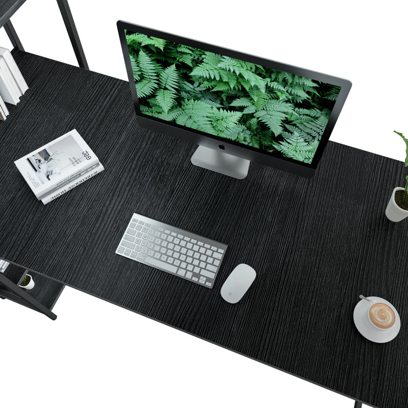 Matias Metal Base Writing Desk, 45.3" H x 47.2" W x 23.6" D, Black