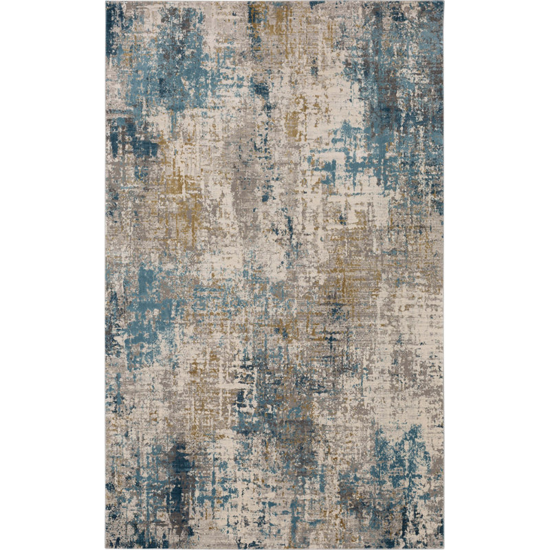 Marseille Blue/Gray/Brown Modern Abstract Area Rug, Rectangle 5' x 8'