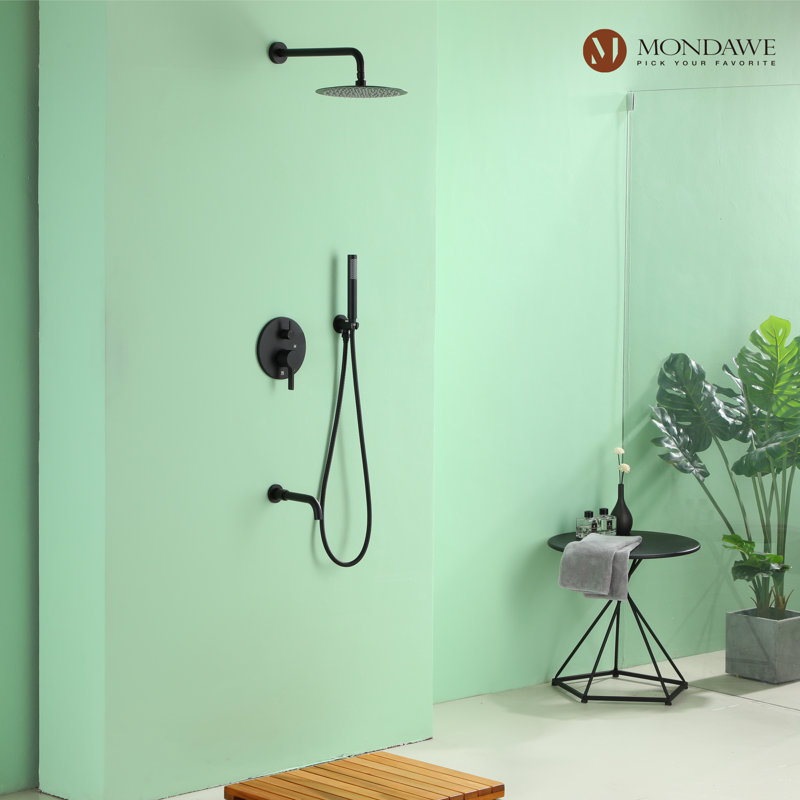Matte Black Stainless Steel Rain Shower System with Handheld