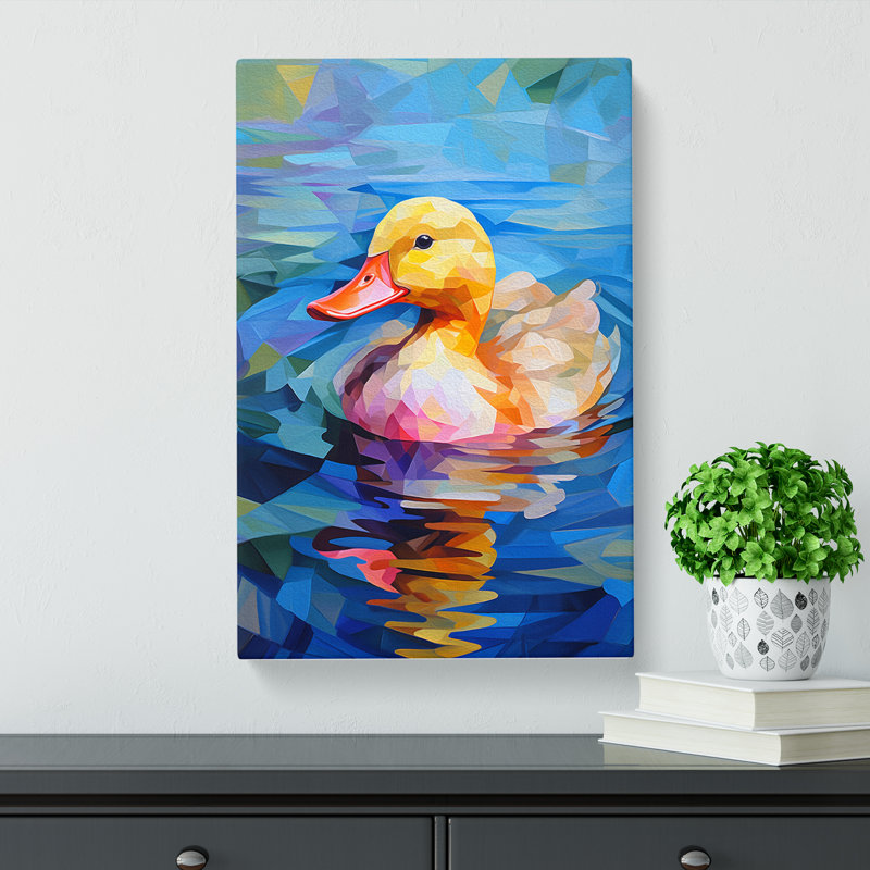Duck Cubism No.2 - Wrapped Canvas, 50cm H x 35cm W x 3cm D