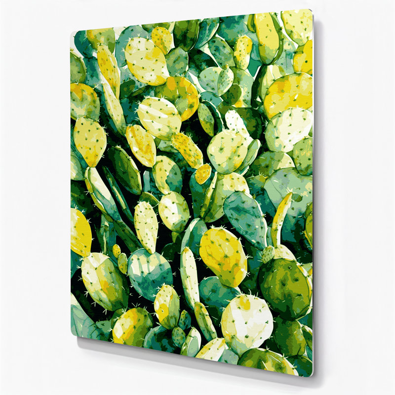 Aquarelle, botanique, 79, art mural vert en métal, H 14 po x l 11 po