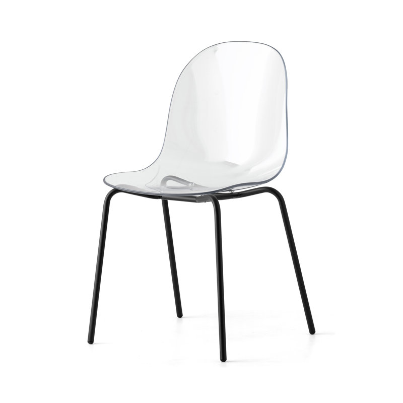 Academy Armless Chair with Metal Frame, Transparent/Matte Black
