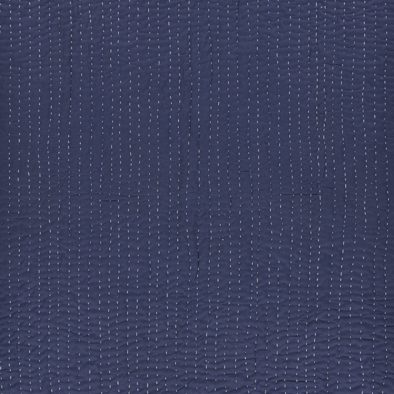 Navy and Off-White Organic Cotton Reversible Throw Blanket