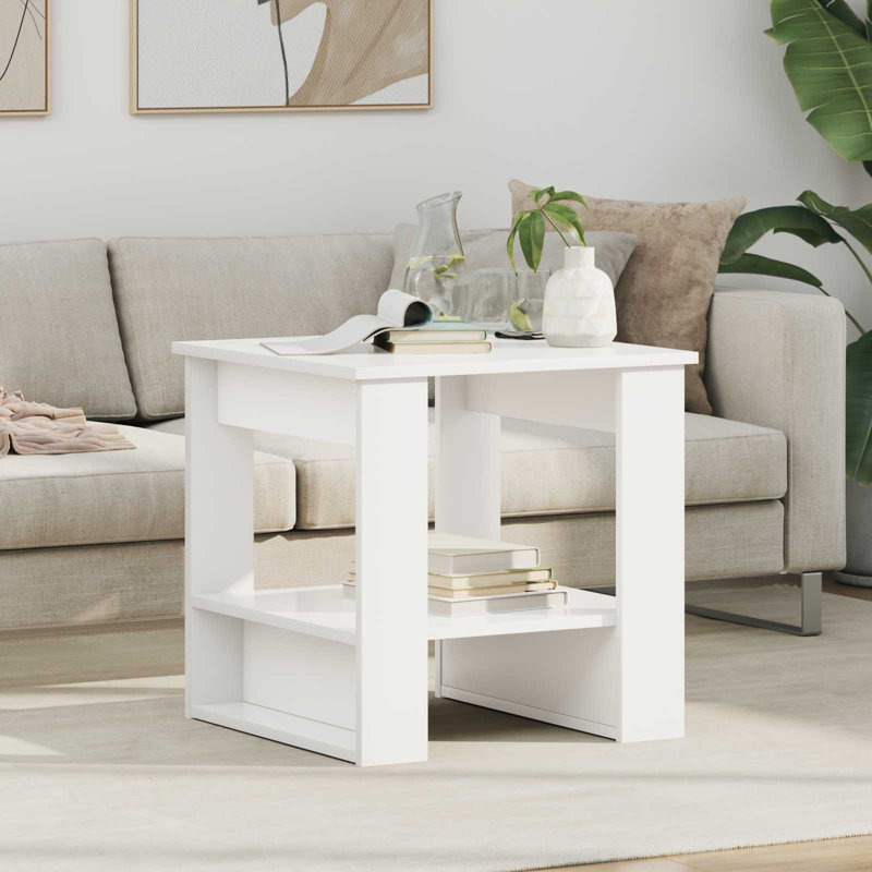 Coffee Table with Storage, 50cm. H x 51cm. L x 50cm. W, White
