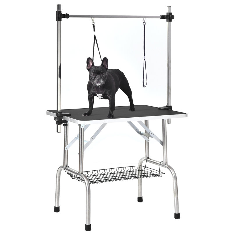 Table de toilettage pour animaux avec pattes pliantes, Noir, noir, noir, noir, H 66 po x l 46 po x P 24 po