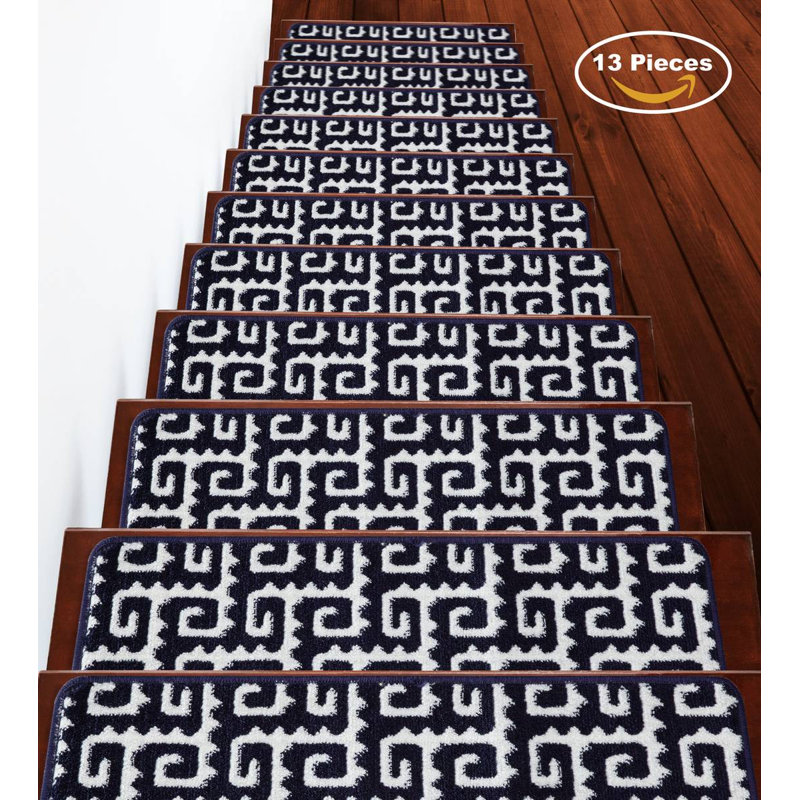 Tapis d'escalier 9x28in, Bleu