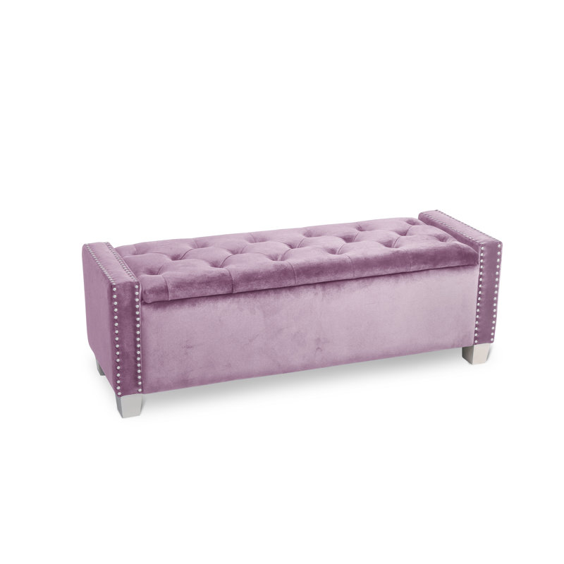 Thecle Upholstered Storage Bench, Pink