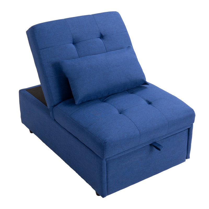 Convertible Accent Chairs, Dark Blue Linen Blend