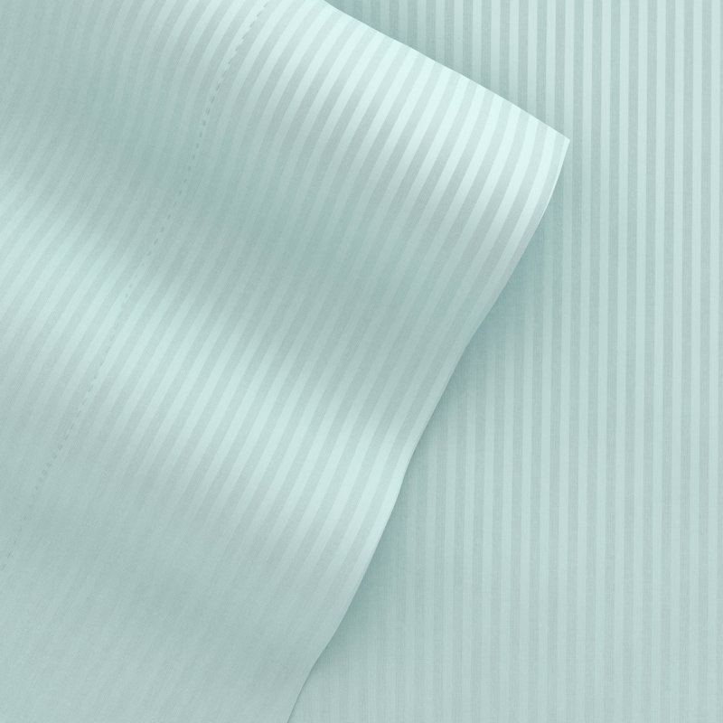 Ensemble de draps rayé et gaufré de quatre articles Becky Cameron, Aigue-marine